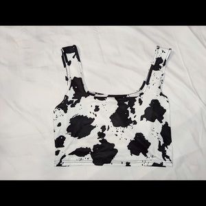 COW PRINT TANK CROP TOP